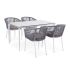 Обеденная группа 4SiS Малага на 4 персоны со стульями Марсель, каркас белый, роуп светло-серый