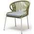"Милан" стул плетеный из роупа, каркас алюминий светло-серый (RAL7035) муар, роуп салатовый меланж круглый, ткань светло-серая