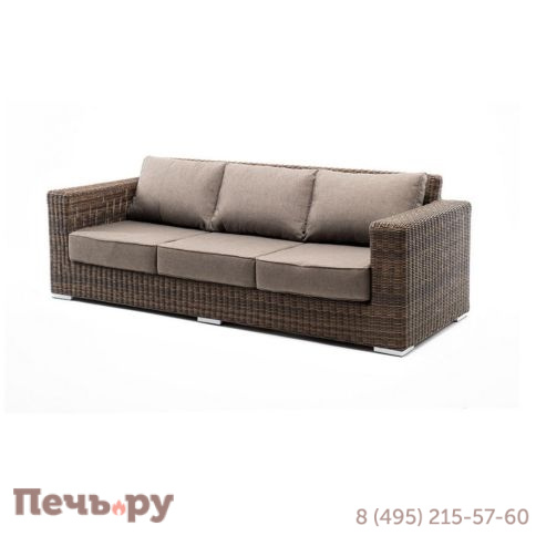 4SiS Боно диван из искусственного ротанга трехместный, цвет коричневый фото