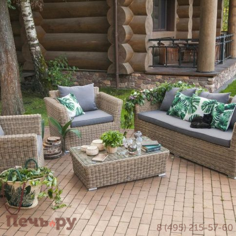 4SiS Капучино кресло из искусственного ротанга, цвет соломенный фото 5