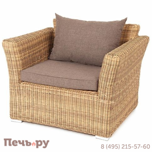 4SiS Капучино кресло из искусственного ротанга, цвет соломенный фото