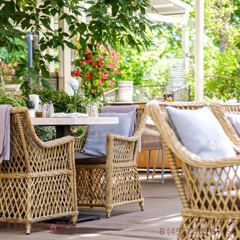 4SiS Латте плетеное кресло из искусственного ротанга, цвет соломенный фото 16