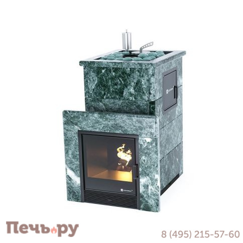Банная печь ИзиСтим Сочи-М2 в кожухе с открытым верхом из змеевика фото