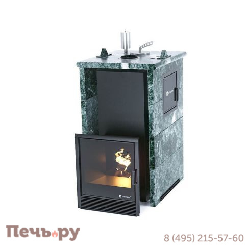 Банная печь ИзиСтим Сочи-М2 в трёхстороннем кожухе из змеевика фото