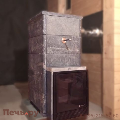 Банная печь ИзиСтим Сочи с боковым подключением в кожухе из талькохлорита фото 7