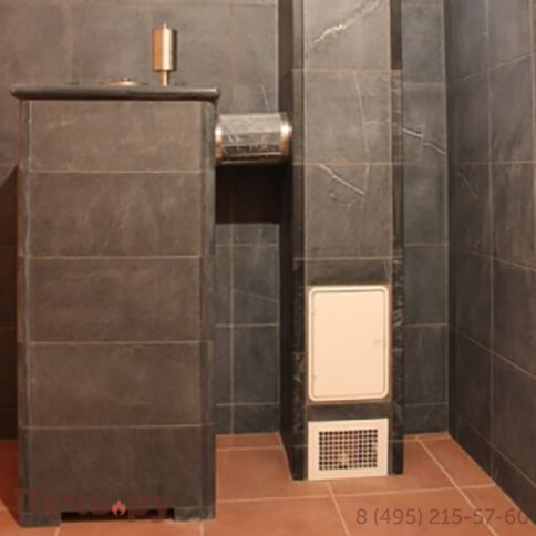 Банная печь ИзиСтим Сочи в трёхстороннем кожухе из талькохлорита фото 5