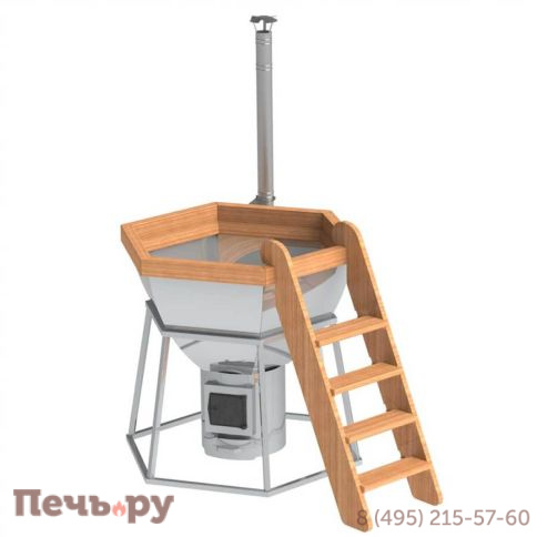 Банный чан Сибирский завод 6 граней на подставке с печью фото