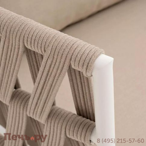 Диван 2-местный плетеный из роупа 4SiS Диего, каркас алюминий белый муар, роуп бежевый круглый, ткань бежевая 052 фото 7