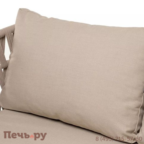 Диван 2-местный плетеный из роупа 4SiS Диего, основание дуб, каркас алюминий светло-серый (RAL7035) шагрень, роуп бежевый круглый, ткань бежевая 15052 фото 12