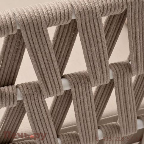 Диван 2-местный плетеный из роупа 4SiS Диего, основание дуб, каркас алюминий светло-серый (RAL7035) шагрень, роуп бежевый круглый, ткань бежевая 15052 фото 5