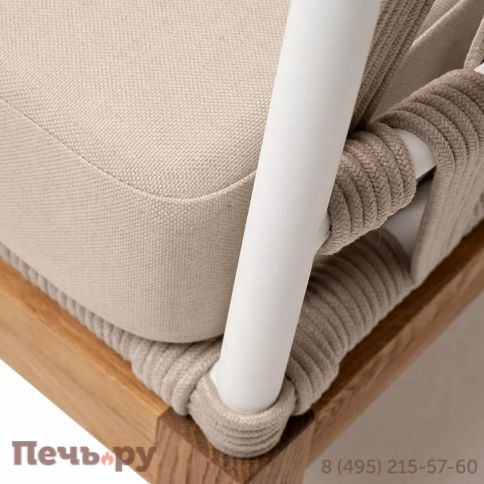 Диван 2-местный плетеный из роупа 4SiS Диего, основание дуб, каркас алюминий светло-серый (RAL7035) шагрень, роуп бежевый круглый, ткань бежевая 15052 фото 8