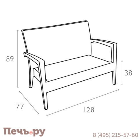 Диван пластиковый плетеный двухместный с подушкой Siesta Contract Miami Lounge Sofa фото 8