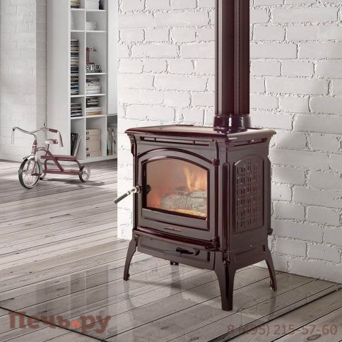 Дровяная печь Hergom Shelburne коричневая эмаль фото 2