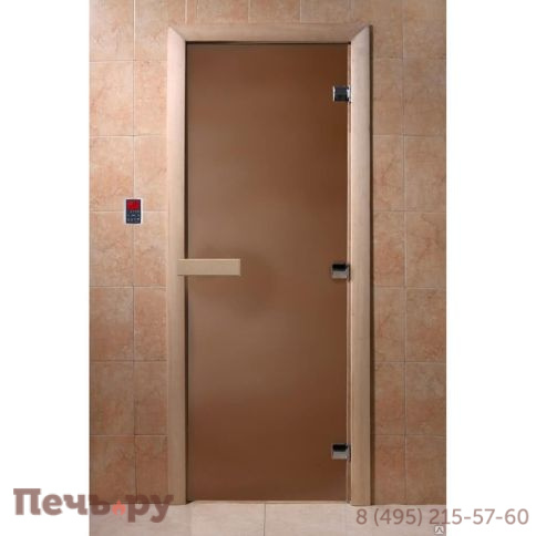 Дверь для бани DoorWood 1800х600, 8 мм, 3 петли, коробка - ольха фото 2