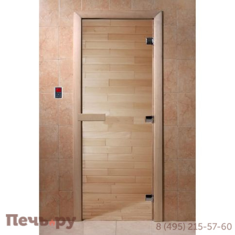 Дверь для бани DoorWood 1800х600, 8 мм, 3 петли, коробка - ольха фото 3
