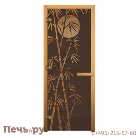 Дверь для сауны стеклянная Бронза матовая Бамбук 1900х700мм  (Магнит) (Бук) фото