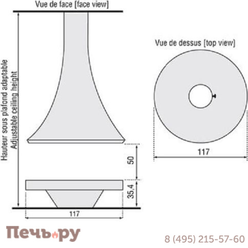 Готовый камин Bordelet Eva 992 центральный открытый фото 7