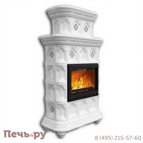 Готовый камин КимрПечь Истра двухъярусный пристенный с топкой Астов МЛ 700 фото