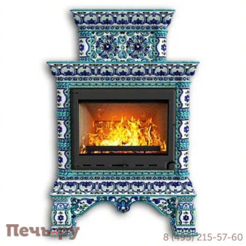 Готовый камин КимрПечь Кострома двухъярусный центральный с топкой Астов МЛ 700 фото 16