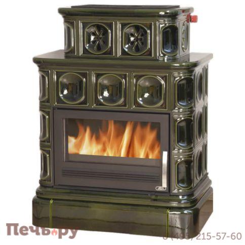 Кафельная печь ABX Karelie P (10кВт в воду), кафельный цоколь, вставка стальная фото