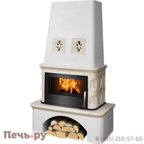 Кафельная печь ABX Laponie II P (10кВт в воду), вставка стальная фото