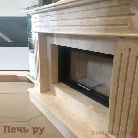 Камин из мрамора Лима Крема Нова с топкой Romotop Heat 3G L 88.50.01 фото 5