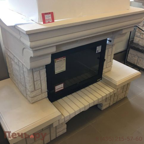 Камин Мета (облицовка Соло (белая) и топка Промо Ш) фото 3