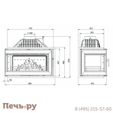 Каминная чугунная топка Kaw-Met W16 14,7кВт PB фото 17