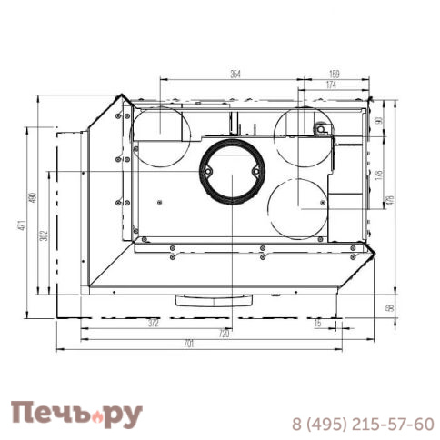 Каминная топка Austroflamm 63х40х42S правый/левый угол фото 3