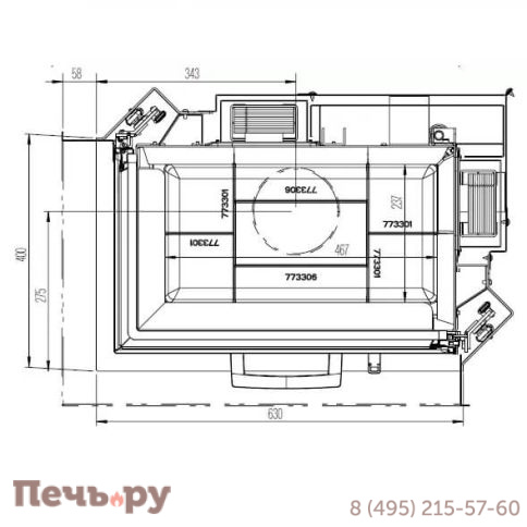 Каминная топка Austroflamm 63х40х42S правый/левый угол фото 5