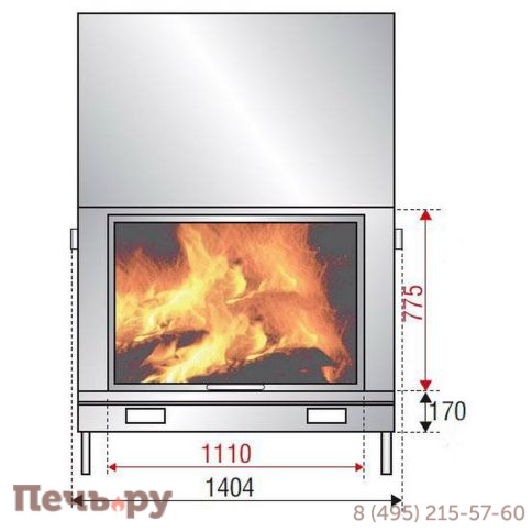 Каминная топка Axis F 1400 simple face фото 2
