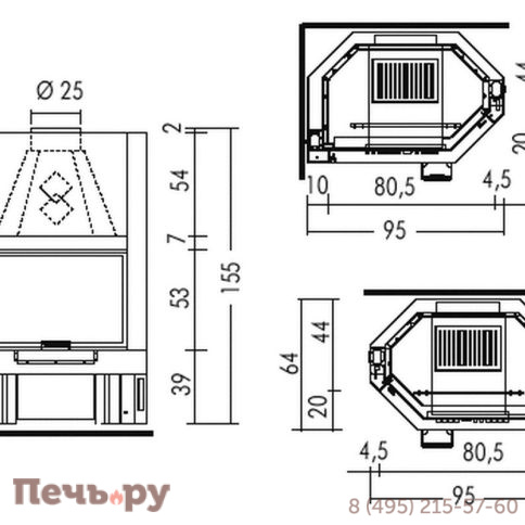 Каминная топка EdilKamin IC Tekno 2 SX/DX V фото 3
