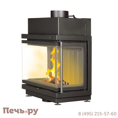 Каминная топка ЭкоКамин Альфа 700 три стекла подовая (черный шамот) фото