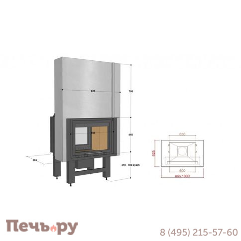 Каминная топка FireHursan H2HC 70 T фото 2