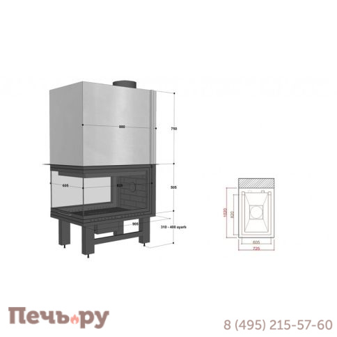 Каминная топка FireHursan HDKU 80 фото 2