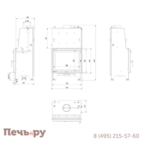 Каминная топка Kratki Aquario/A/18/PW/W/DG фото 6