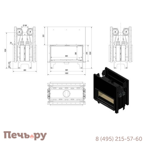 Каминная топка Kratki Mila/T/G (тунель, гильотина) фото 6