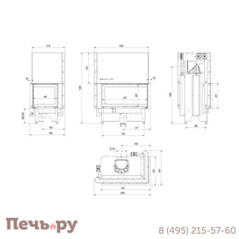 Каминная топка Kratki Pro Nadia/14/P/BS/G (гильотина) фото 10