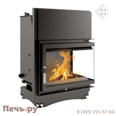 Каминная топка Kratki Zuzia/PW/BP/19/BS/W (угловое стекло справа, змеевик) фото