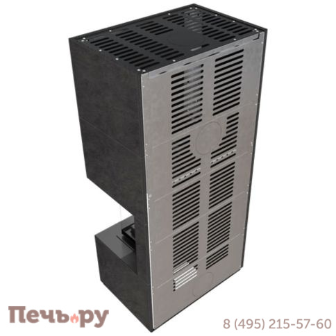 Каминокомплект Kratki Pro Floki в облицовке Fokos Grafite,  угловое стекло справа фото 4