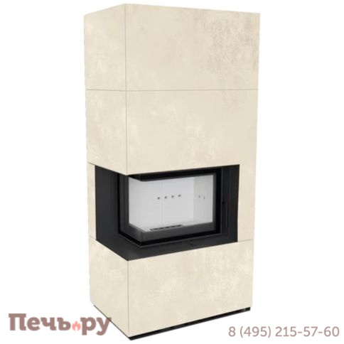 Каминокомплект Kratki Pro Floki в облицовке Fokos Sale, угловое стекло слева фото