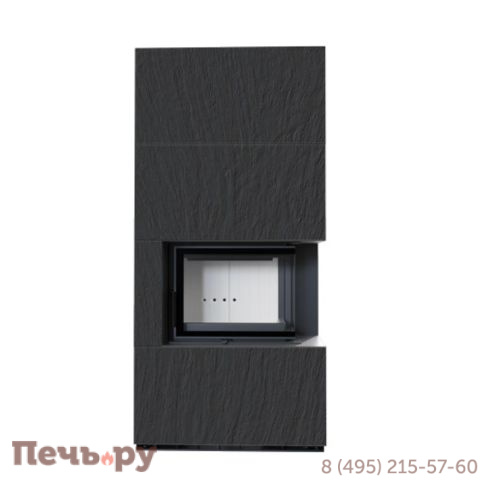 Каминокомплект Kratki Pro Floki в облицовке Naturali Ardesia Nero a Spacco, угловое стекло справа фото 4