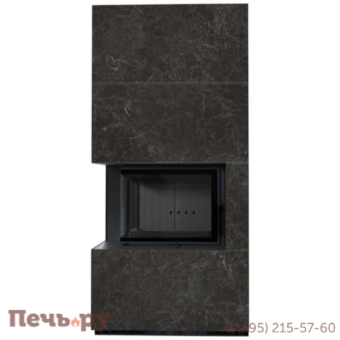 Каминокомплект Kratki Pro Floki в облицовке Naturali Nero Greco, угловое стекло слева фото 3
