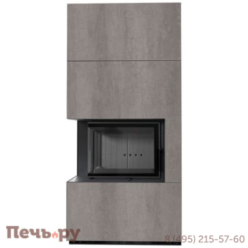 Каминокомплект Kratki Pro Floki в облицовке Naturali Pietra di Savoia Grigia Bocciardata, угловое стекло слева фото 4