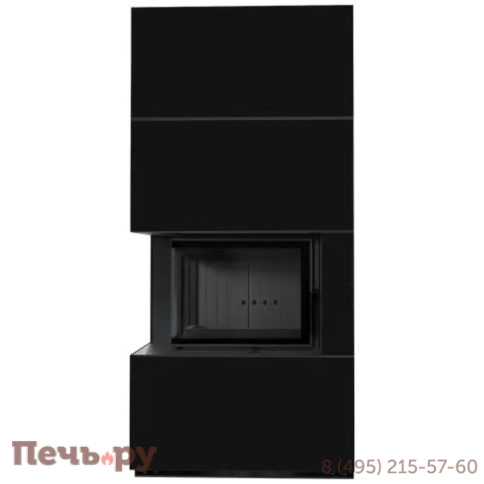 Каминокомплект Kratki Pro Floki в облицовке Nero Assoluto, угловое стекло слева фото 4