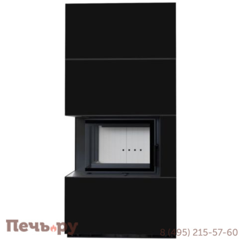 Каминокомплект Kratki Pro Floki в облицовке Nero Assoluto, угловое стекло слева фото 5