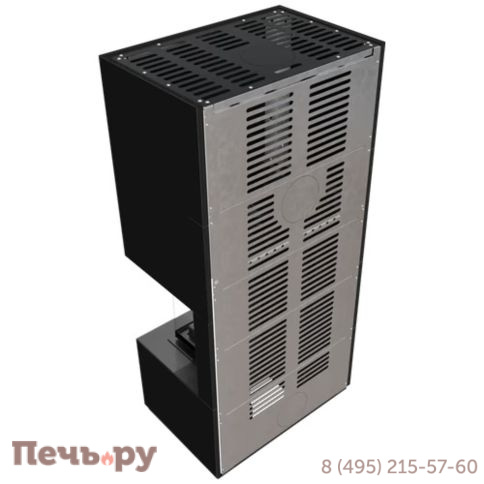 Каминокомплект Kratki Pro Floki в облицовке Nero Assoluto, угловое стекло справа фото 5