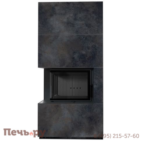 Каминокомплект Kratki Pro Floki в облицовке Ossido Nero, угловое стекло слева фото 4