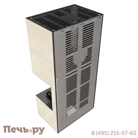 Каминокомплект Kratki Pro Floki в облицовке Oxide Bianco, угловое стекло справа фото 4