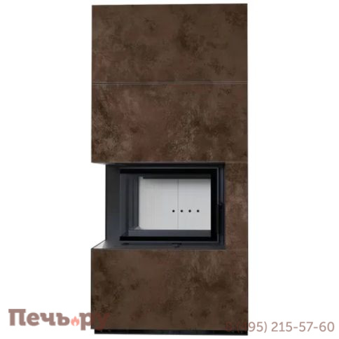 Каминокомплект Kratki Pro Floki в облицовке Oxide Moro, угловое стекло слева фото 3